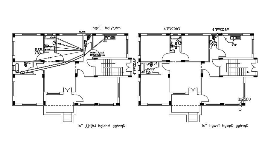 Plumbing Layout Of 17x18 Meter House Plan DWG File