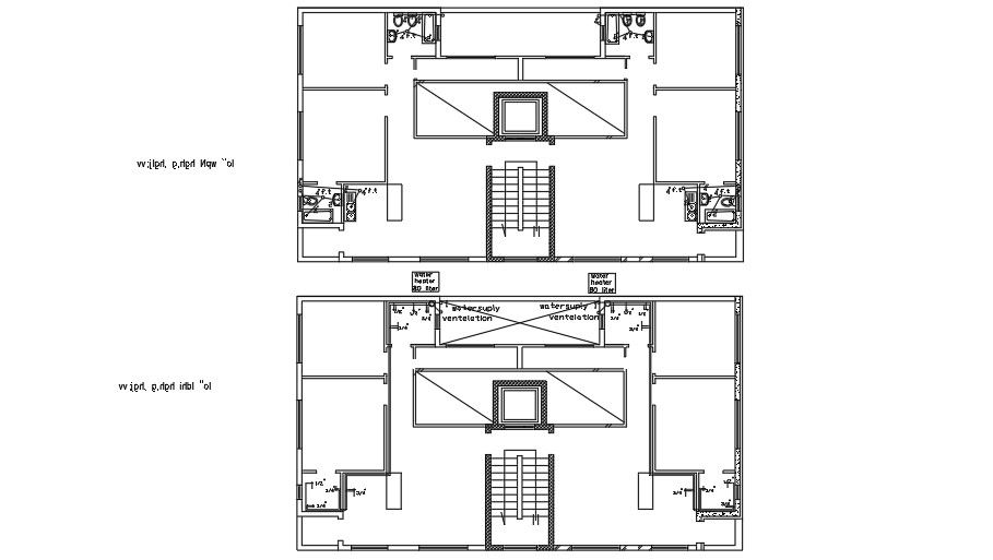 Plumbing Layout Of 21x11 Meter Third Floor Plan DWG File