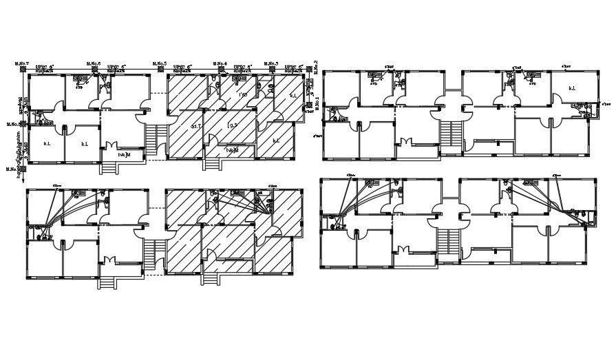 Plumbing Layout Of 50x20 Meter Apartment Plan DWG File