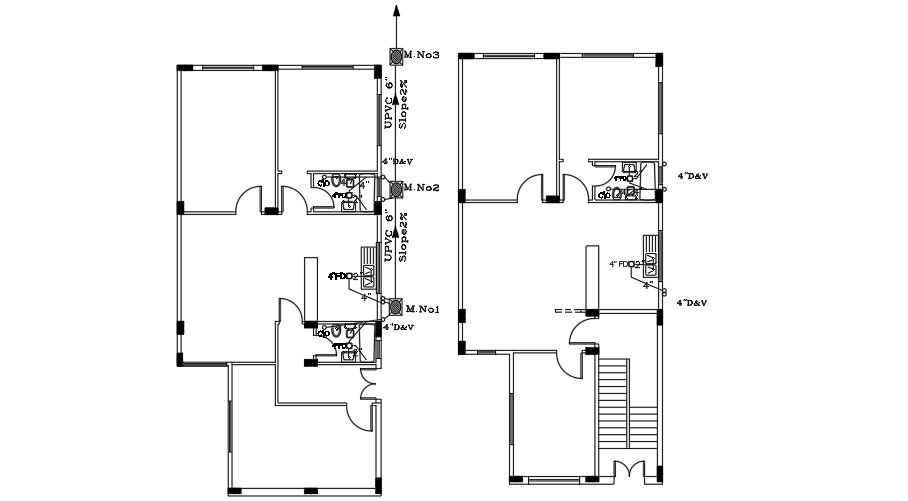 Plumbing Layout Of 8x17 Meter House Plan DWG File