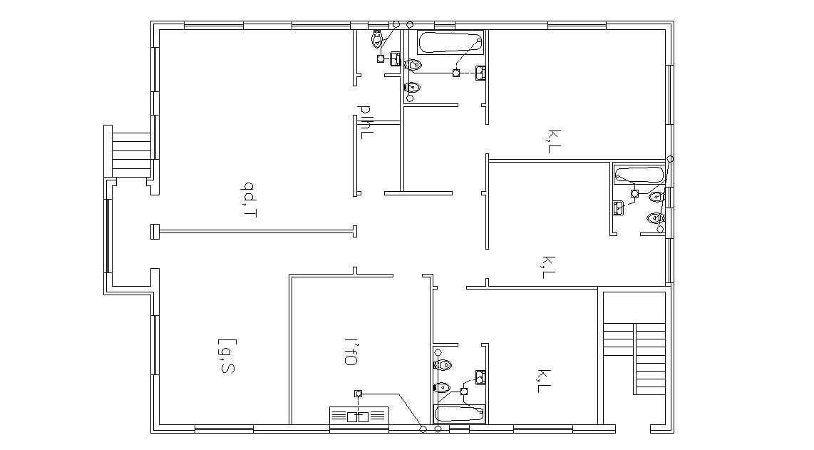 Plumbing Layout Plan Of Huge Bungalow Design AutoCAD File