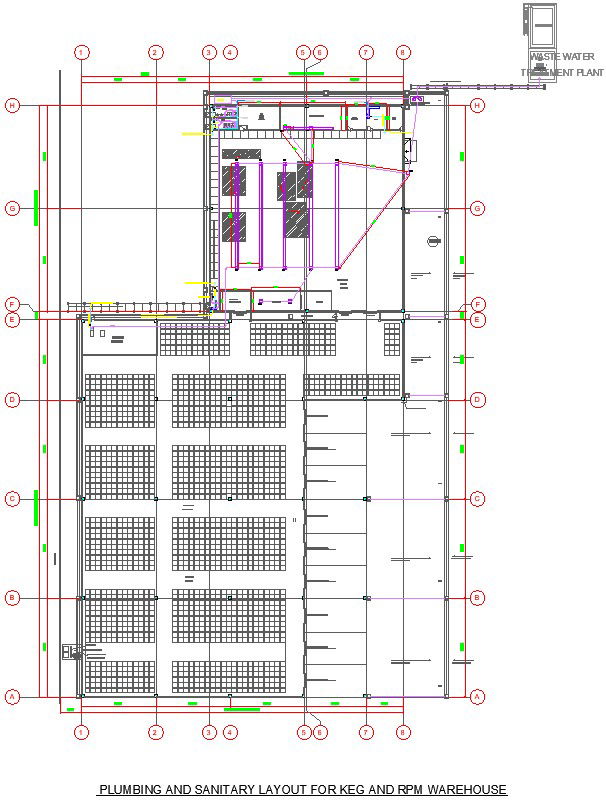 Plumbing and sanitary layout the 18x12m ware house building