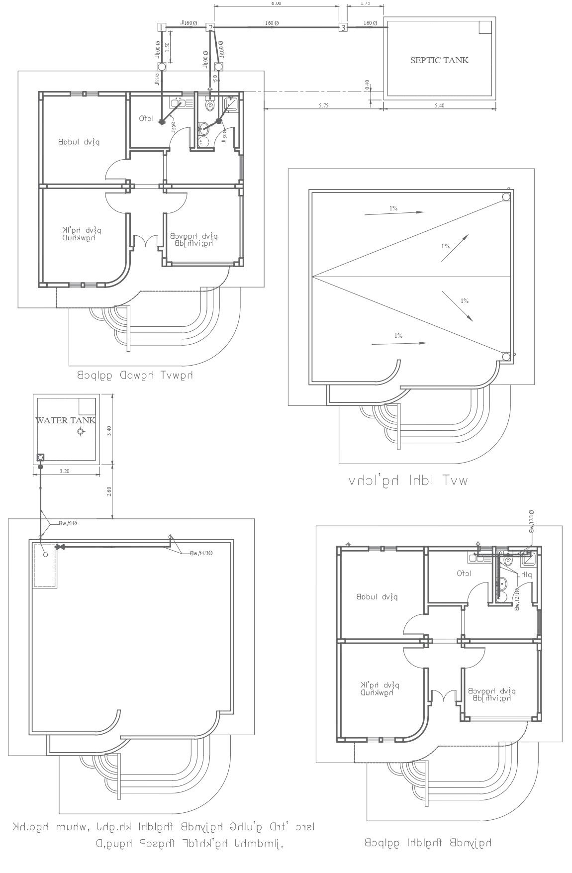 Plumbing detail for gatehouse building substation autocad dwg drawing .