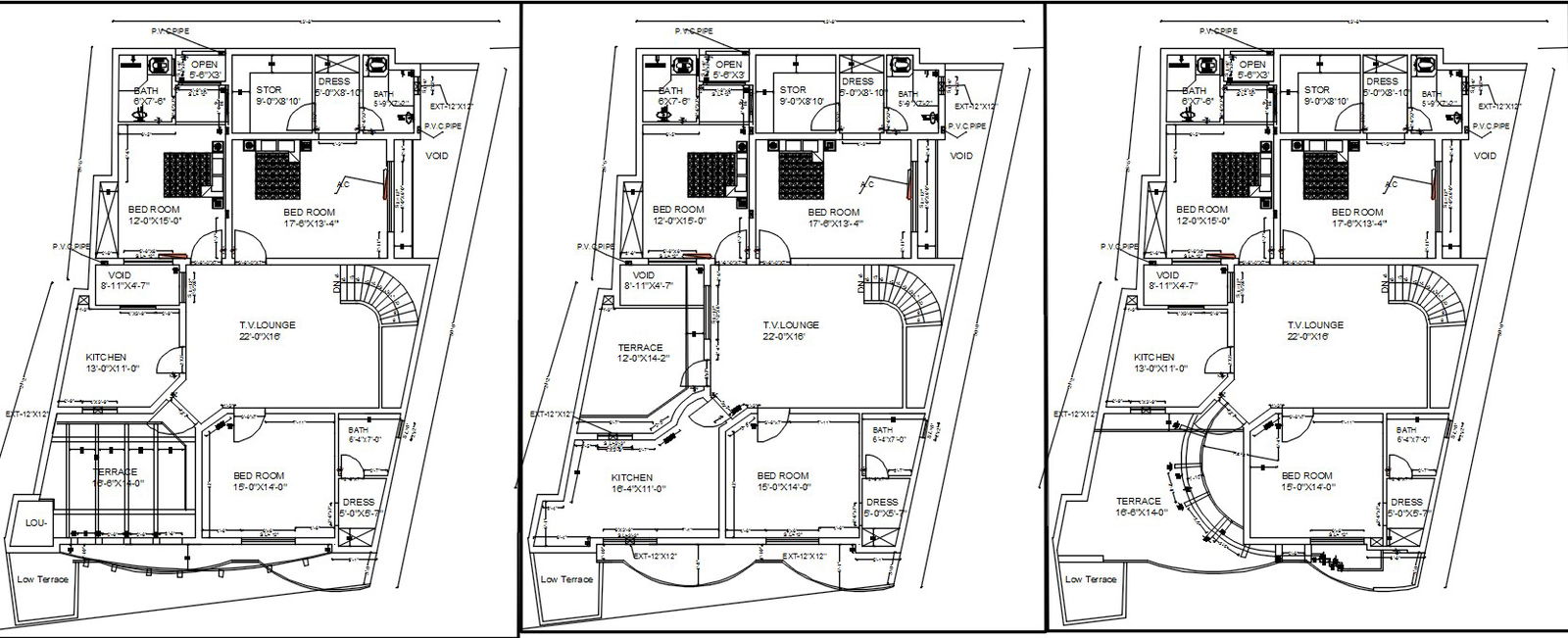 Detailed Plumbing Draft for House Floors in DWG File