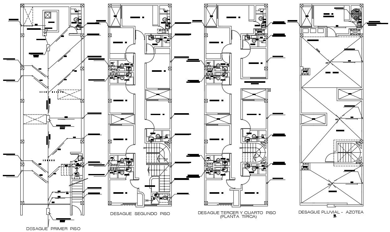 Plumbing layout of 6x20m hotel plan is given in this Autocad drawing file. Download now.