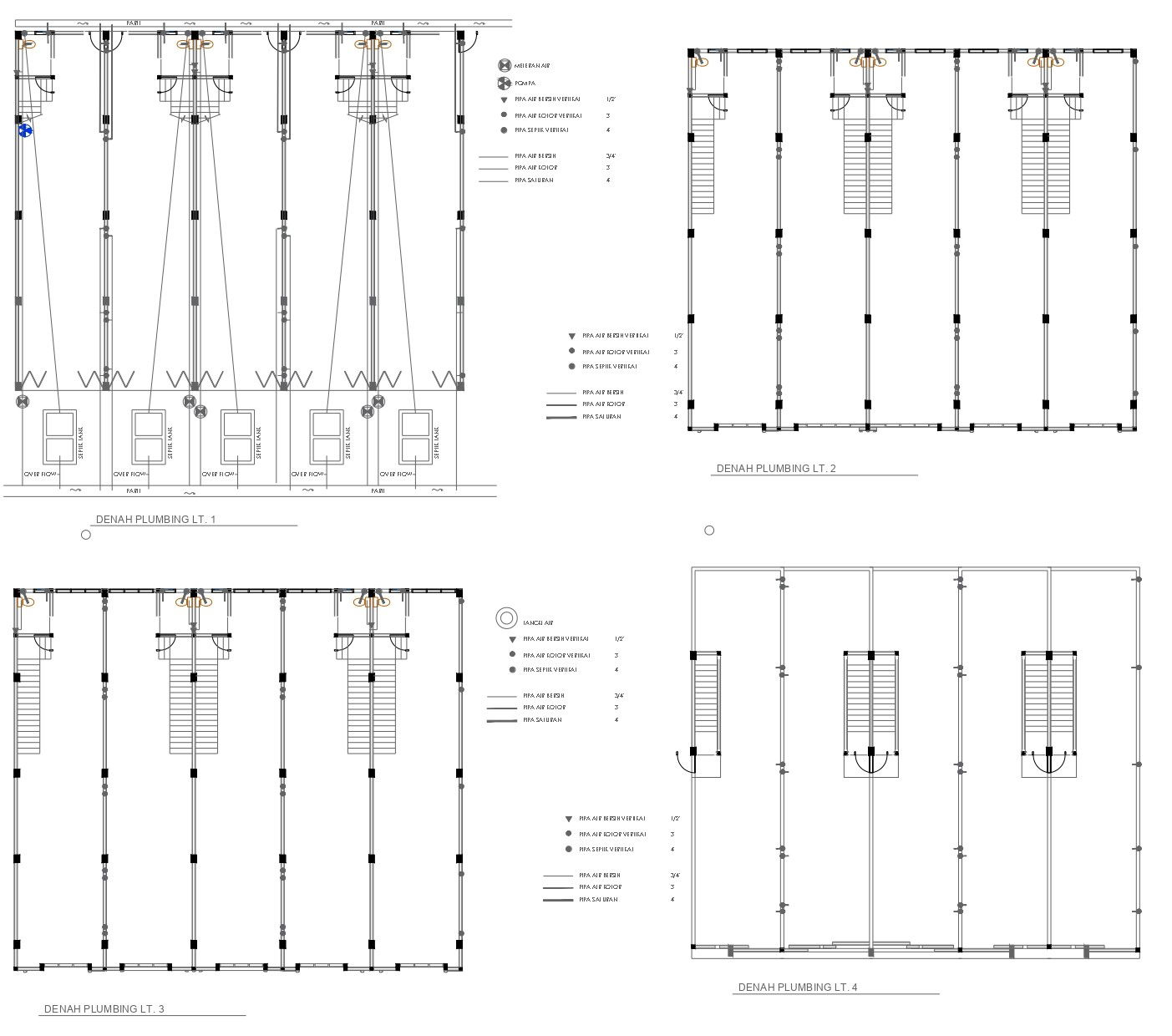 Plumbing plan level 1 detail dwg autocad drawing .