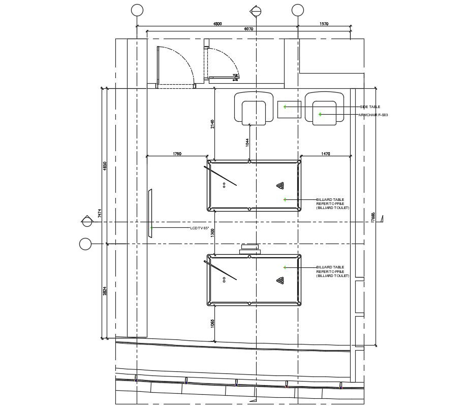 Pool Table Room CAD Layout Plan Download