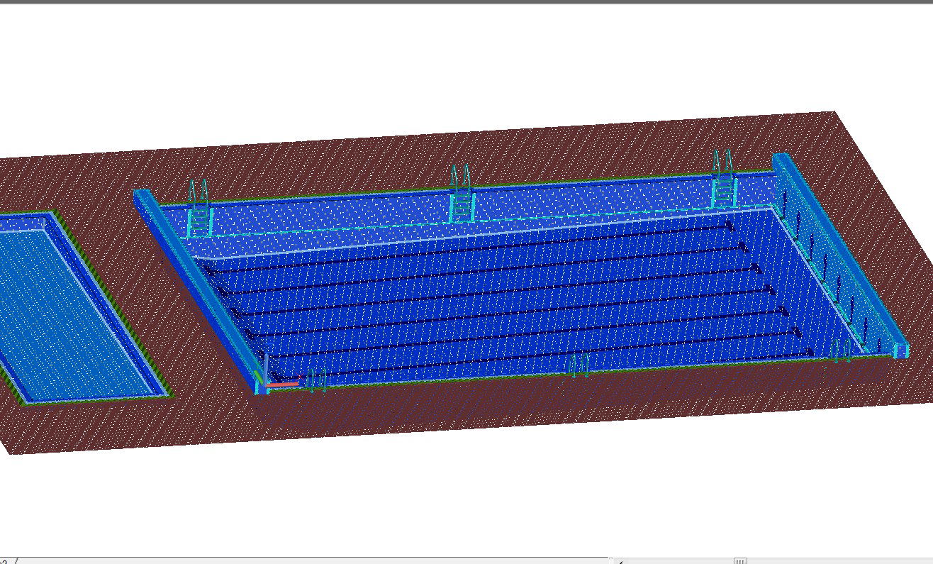 Pool cad 3d drawing 