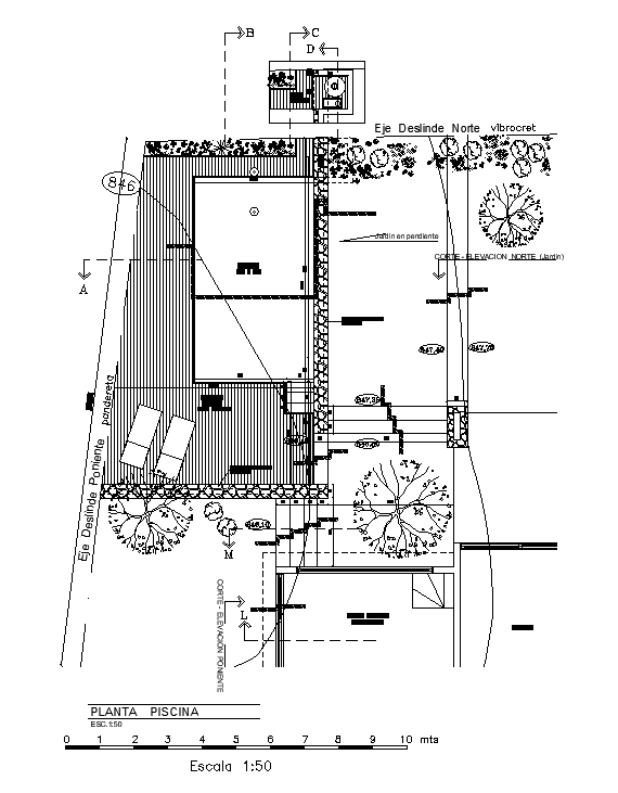 Pool plan cad design is given in this cad file. Download this 2d cad file now.