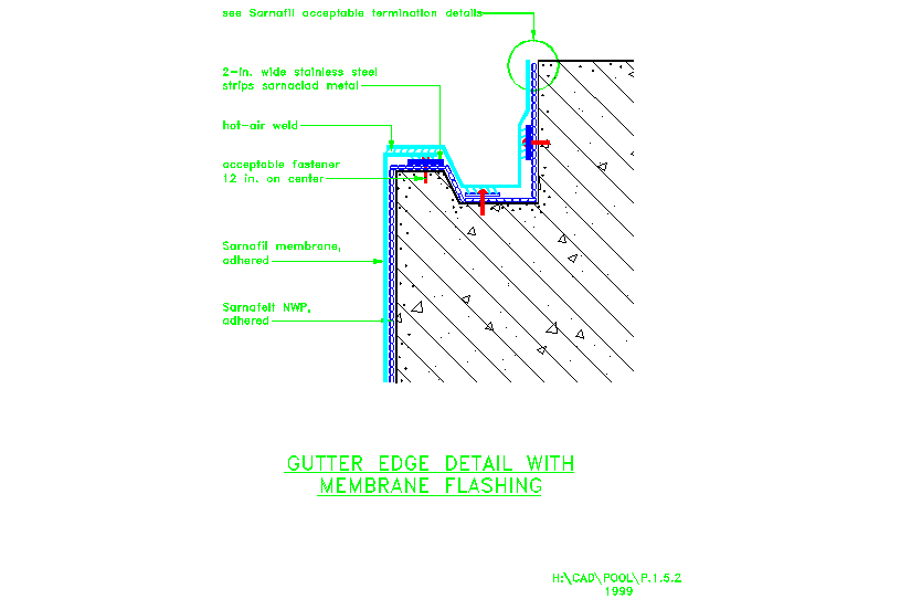 Pools membrane placement details 