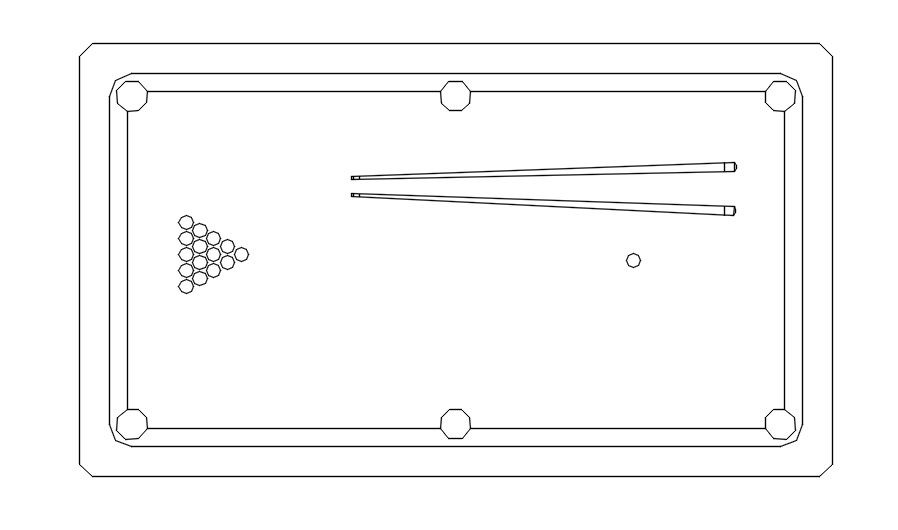Pool table cad blocks in AutoCAD, dwg file.