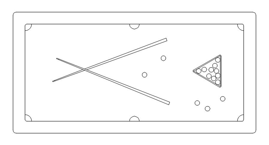 Pool table design in AutoCAD 2D drawing, CAD file, dwg file