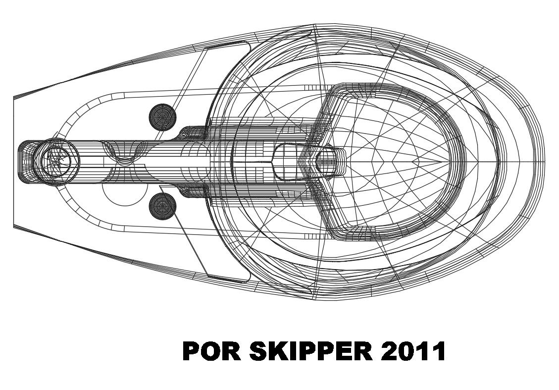 Por skipper boat top view section cad drawing details dwg file