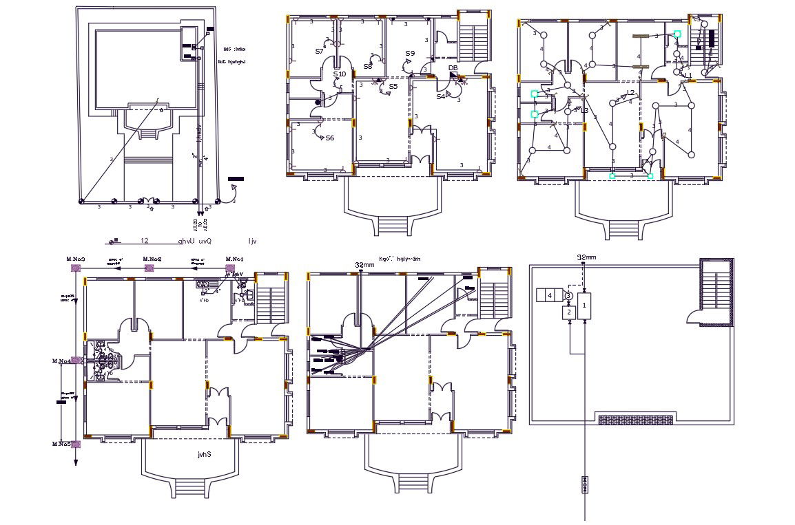 Porch House Electrical And Plumbing Layout Plan Design AutoCAD File