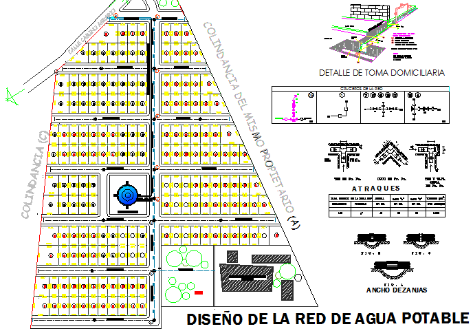 Portable water network design architecture project dwg file