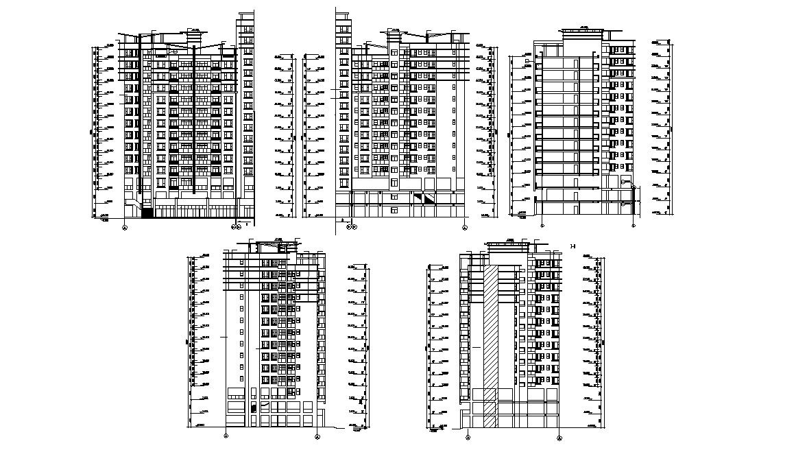 Posh Apartment Elevation and Section Drawing