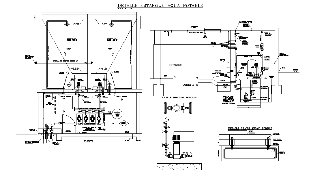Potable Water Pond Plant CAD Drawing Download DWG File