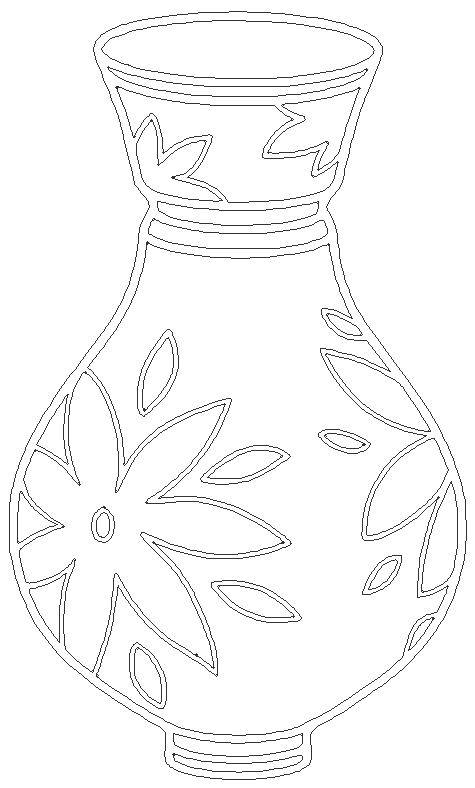 Pot design with floral print DWG AutoCAD drawing