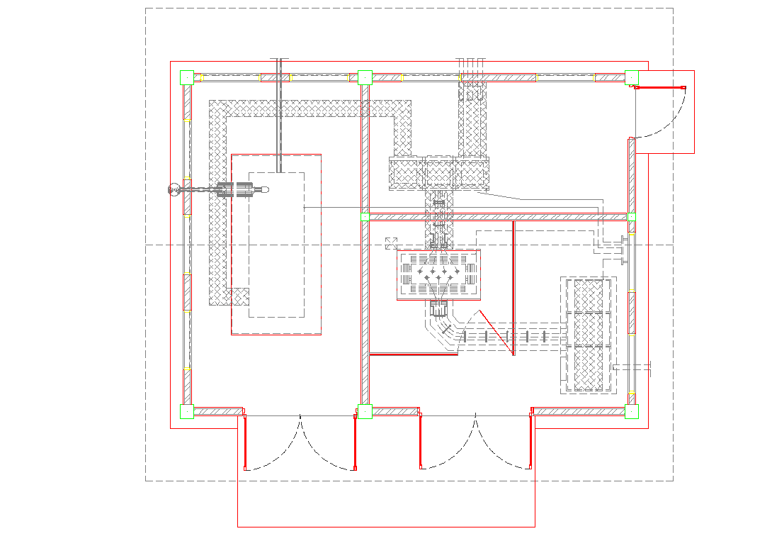 Power house plan with construction view dwg file