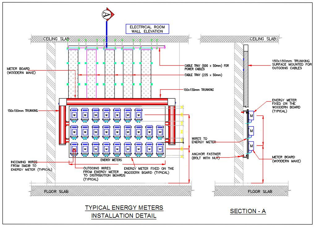 Power Energy Meters Installation Detail Drawing Dwg File
