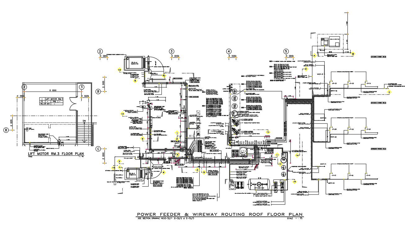 Power Feeder And Wireway Routing Roof Floor Plan