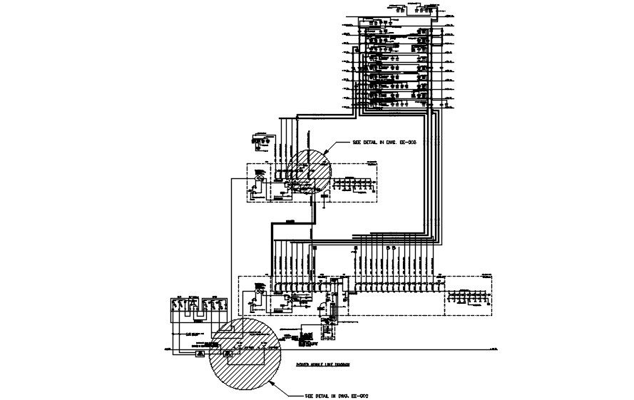 Power single Line diagram typical section details are given in this AutoCAD DWG drawing. Download the free AutoCAD 2D DWG file.
