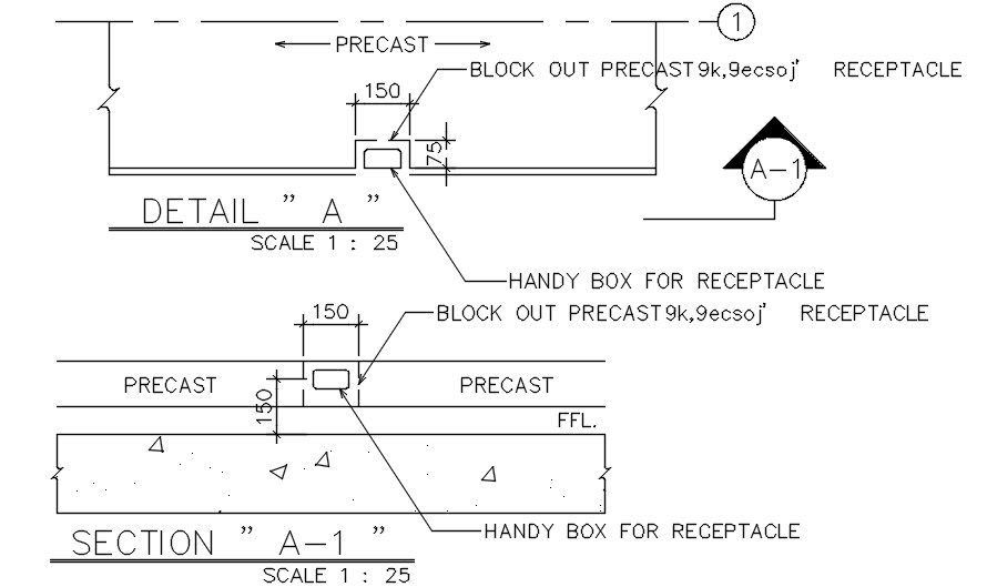 Precast section details are given in this 2d AutoCAD Drawing File. Download the AutoCAD file now.