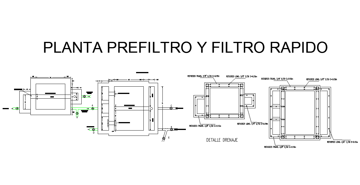 Prefilter plant and filter repeated detail dwg file