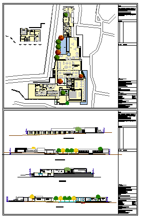 Presentation layout of club house design drawing