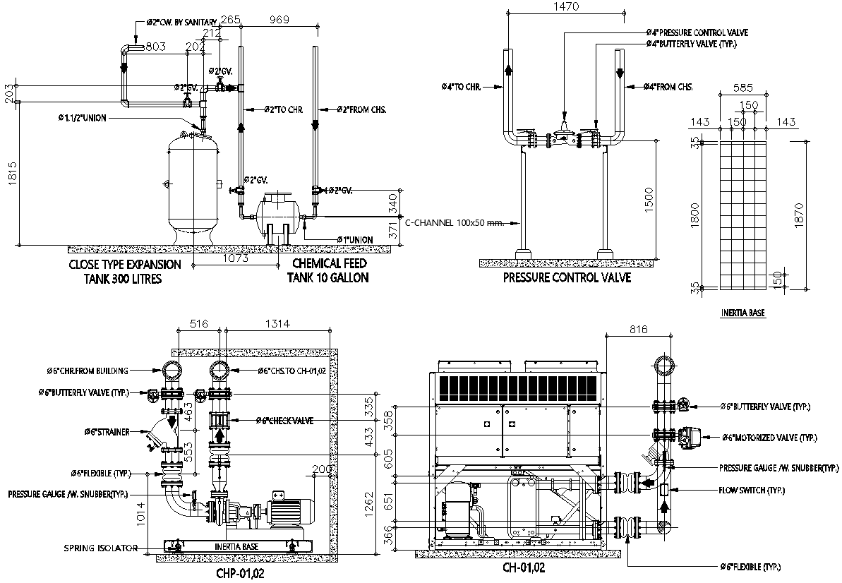 Pressure Control Valve DWG File for Chemical Feed Tank