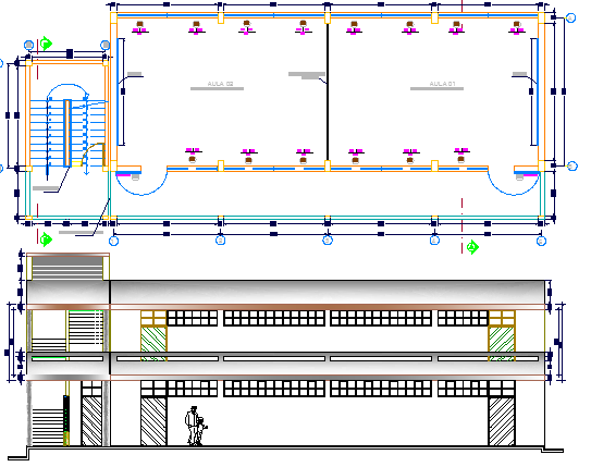 Primary school dwg file, Design Elevation and Structure Details dwg file