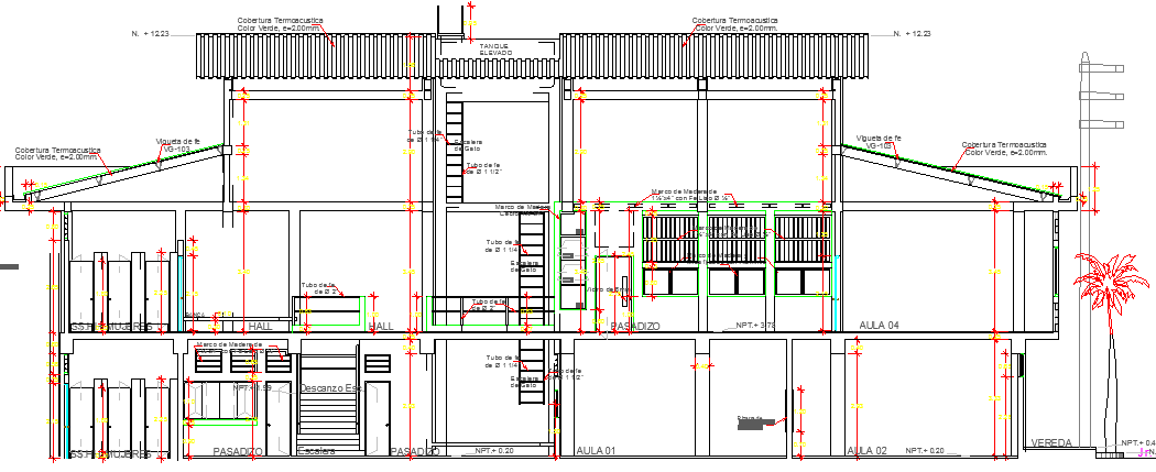 Primary School Design and Elevation Details dwg file