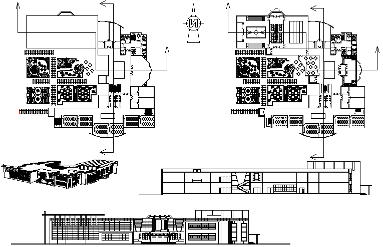 Primary school plan and elevation detail dwg file
