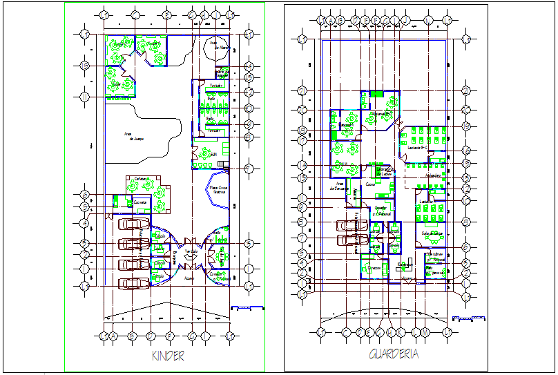 Primary school plan design view for children dwg file