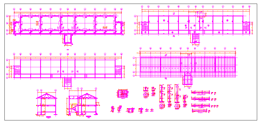 Primary school structural details with cut sections dwg file