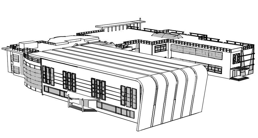 Primary School Building Isometric Elevation Design Download DWG File