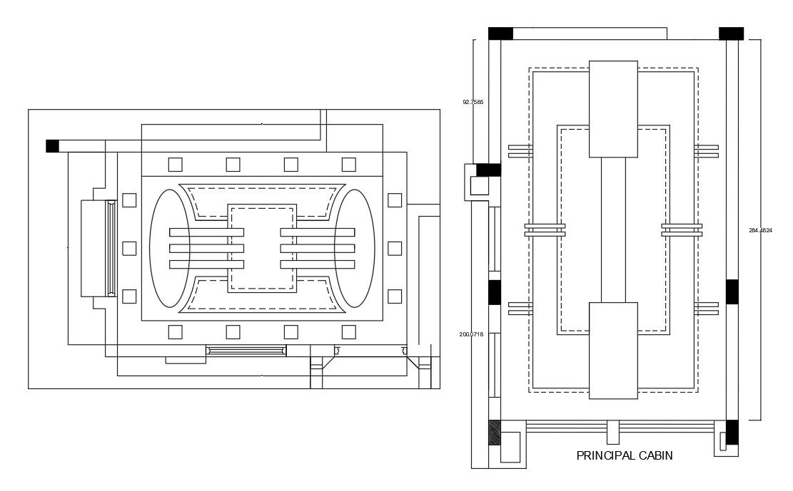 Principal room false Ceiling design detailed drawing. Download the cad file now.