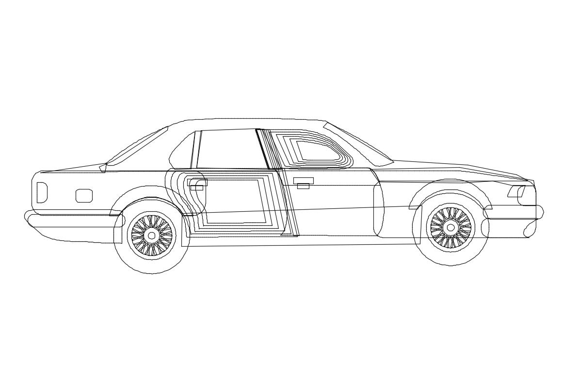 Private family car side elevation cad block details dwg file