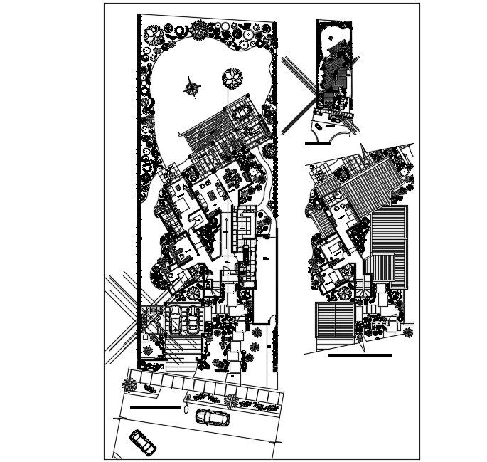 Private housing landscape view dwg file