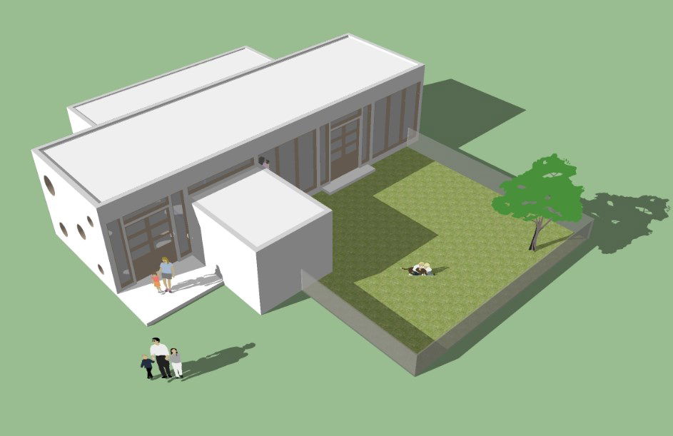 Private nursery school building model dwg file