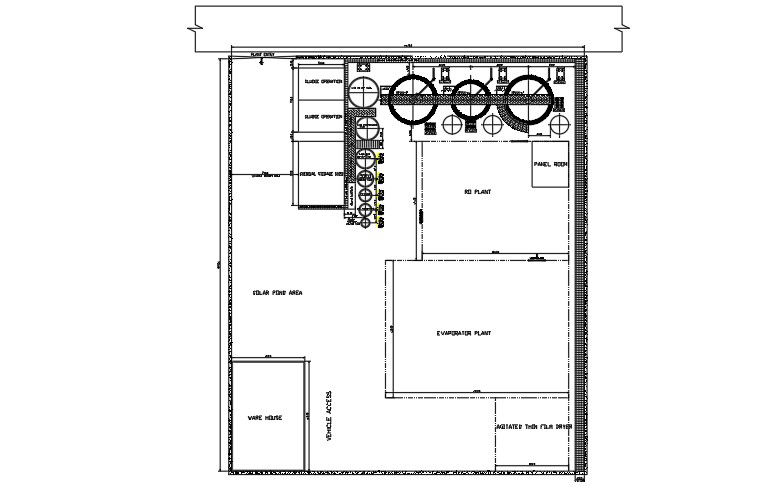 Procedure detail of the agitated thin film dryer 2D AutoCAD drawing