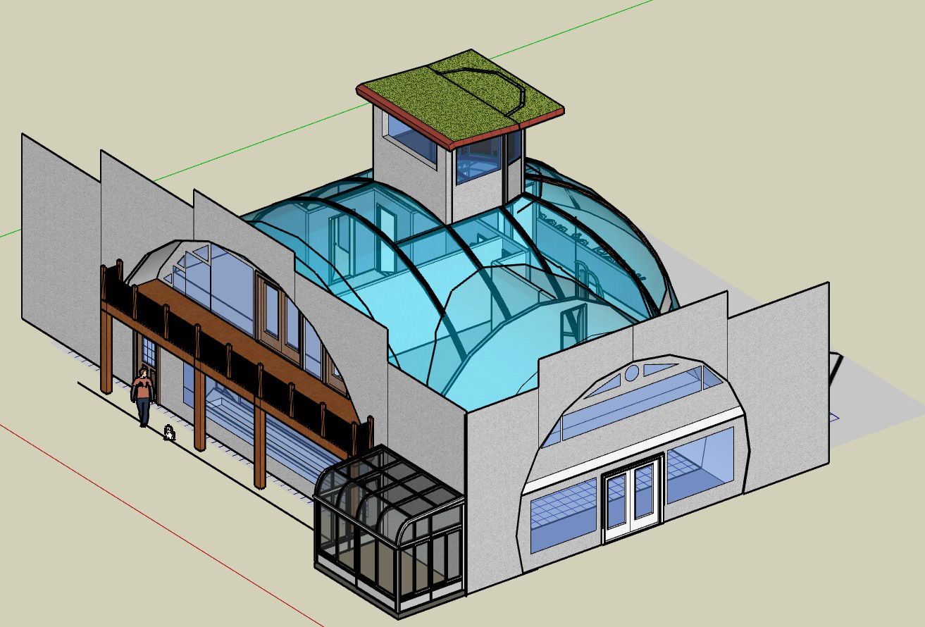 Professional Glass Office Architecture Plan in DWG Format File