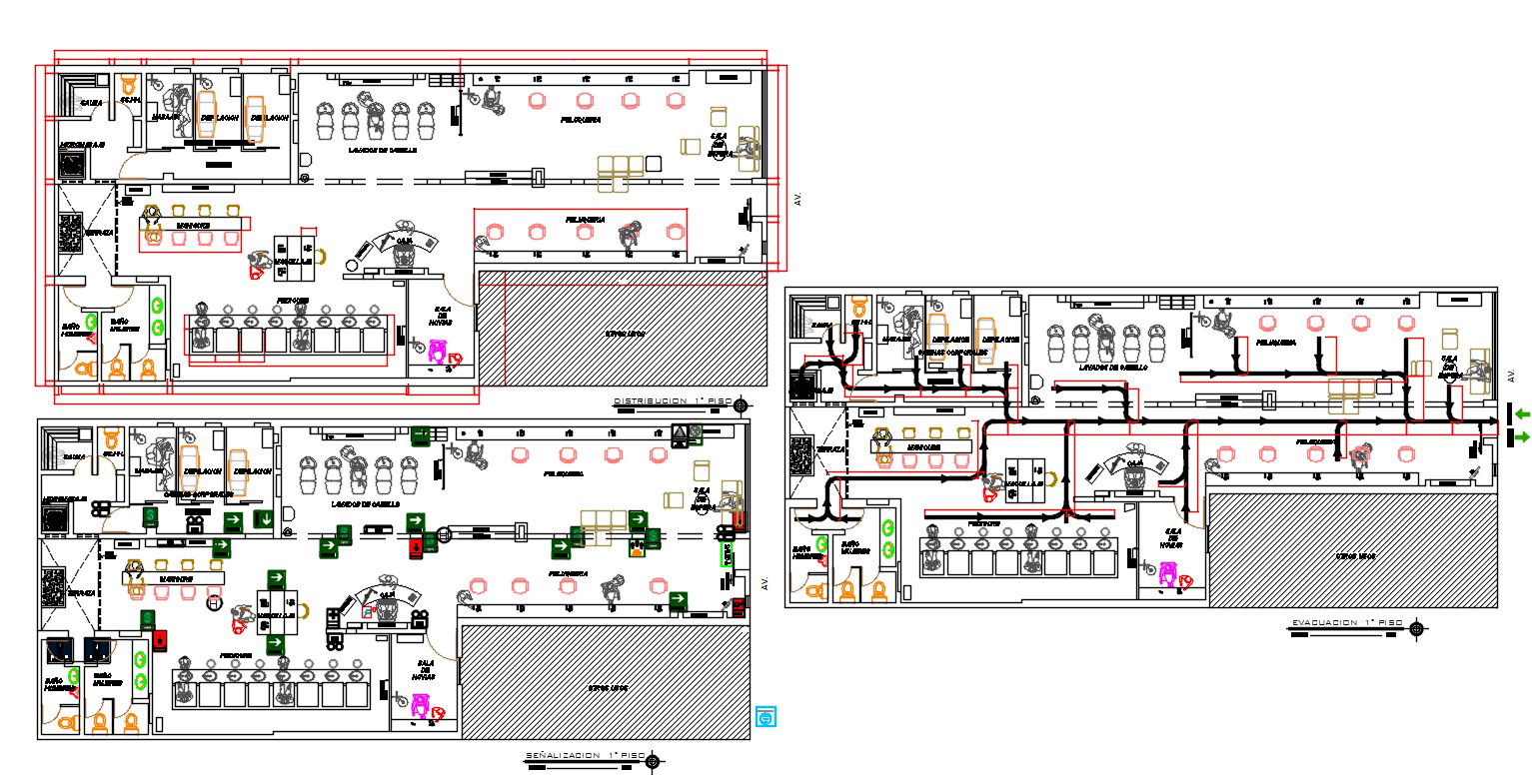 Professional Salon Floor Plan With Interior Design AutoCAD File