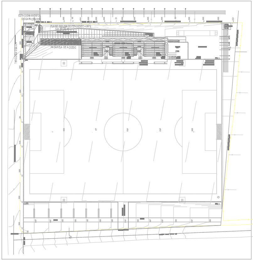 Professional Soccer Club Architecture Layout Plan in AutoCAD DWG File
