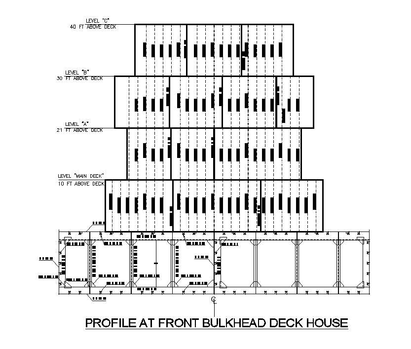 Profile at front bulkhead deck house detail drawing is given in this file. Download the AutoCAD drawing file.