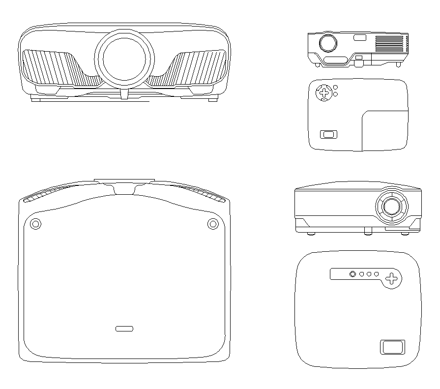Projector detail CAD blocks 2d view layout file