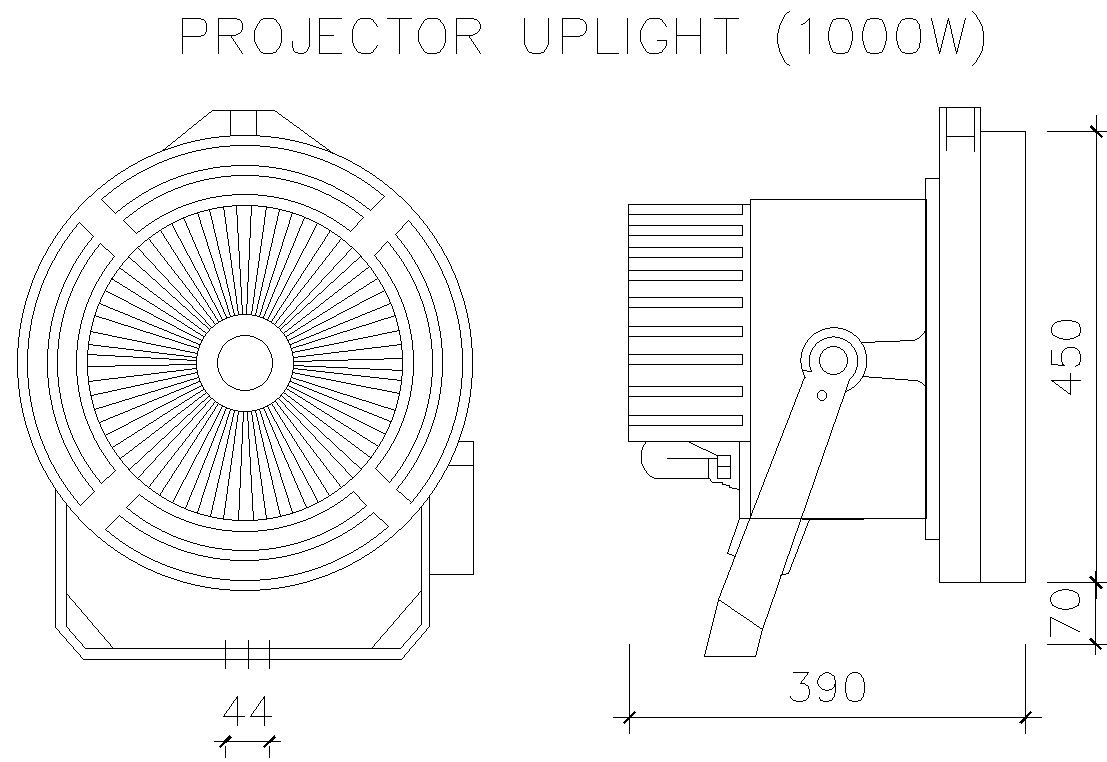 Projector uplight design in AutoCAD 2D drawing, CAD file, dwg file