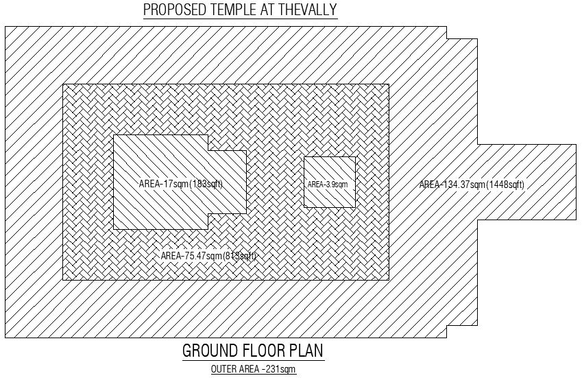 Proposal Temple Ground Floor Plan CAD Drawing DWG File