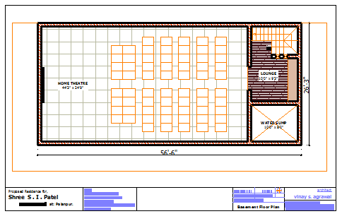 Proposed Layout of Home theater plan,basement of villa's design drawing