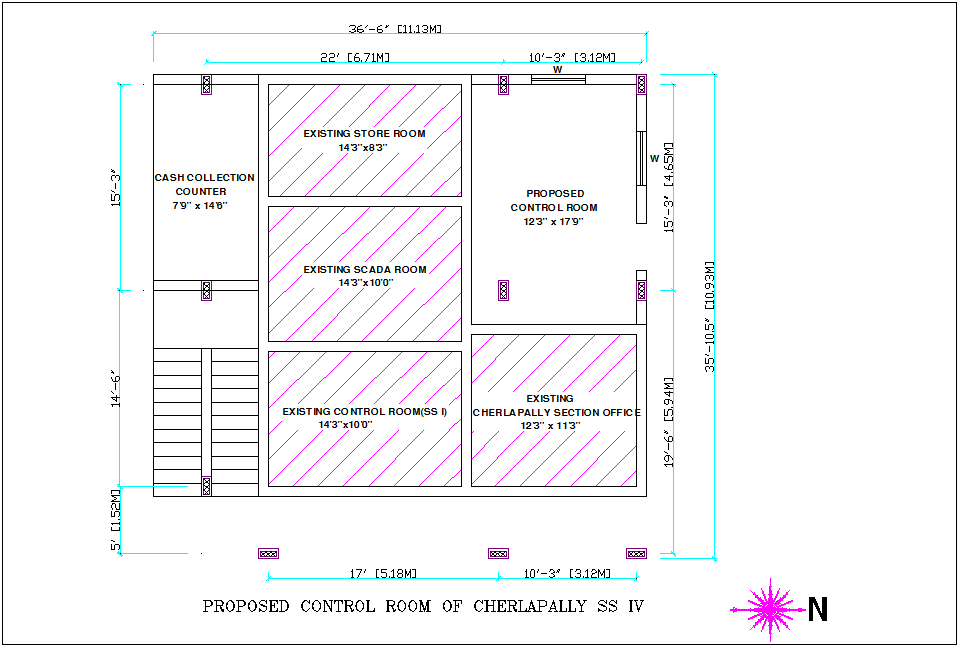 Proposed control room plan of SS IV for office dwg file